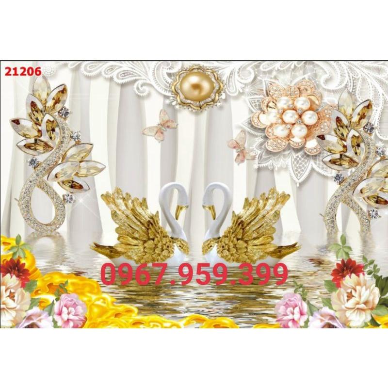 Tranh dán tường 3D thiên nga