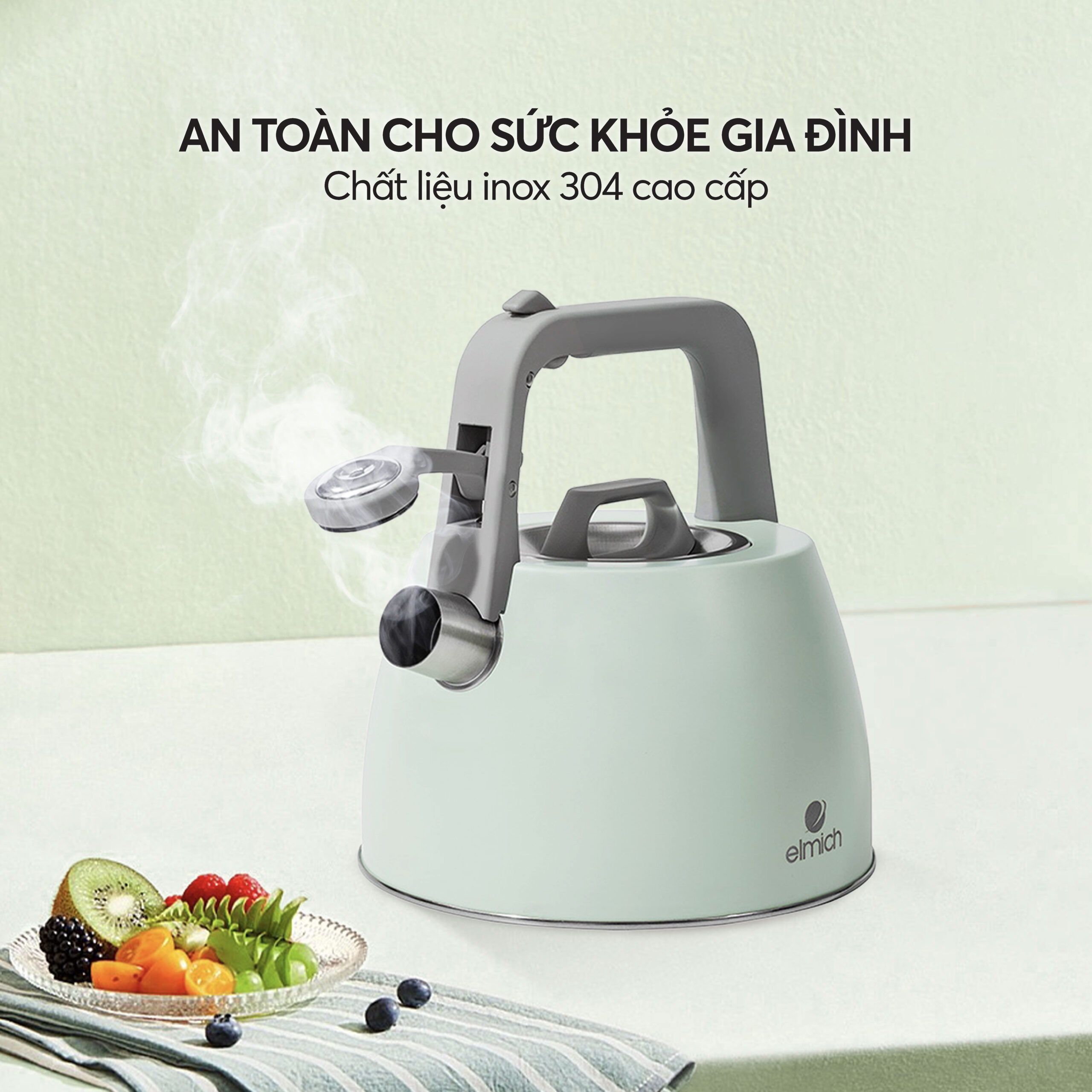 Ấm Đun Nước Trên Bếp Elmich EL8279 2.5L, Hàng Chính Hãng, Inox 304, Còi Báo Tự Động - JoyMall