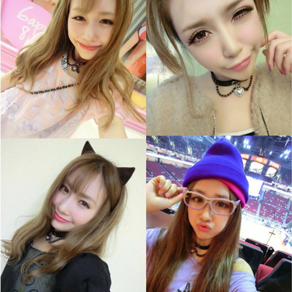Vintage Black Fashion PU Choker Necklace Love Heart Alloy Pendant Collar