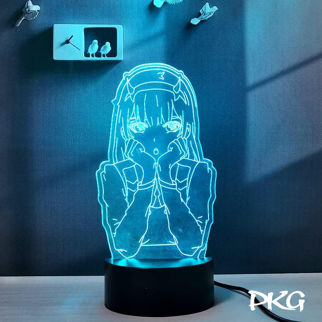 Đèn Ngủ Led 3D Hình ZERO TWO ANIME Quà Tặng Trang Trí cảm ứng có Điều khiển từ xa nháy sáng 16 màu