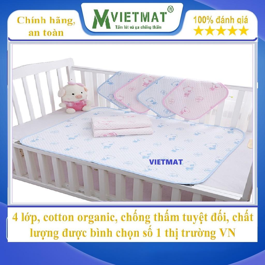 Combo 5 tấm size 50x70cm - Tấm lót chống thấm cotton 4 lớp VIETMAT, hàng Việt Nam chất lượng cao