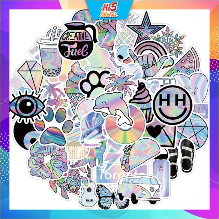 Sticker Hình Dán Trang Trí Sưu Tập Phong Cách Holographic ms#222