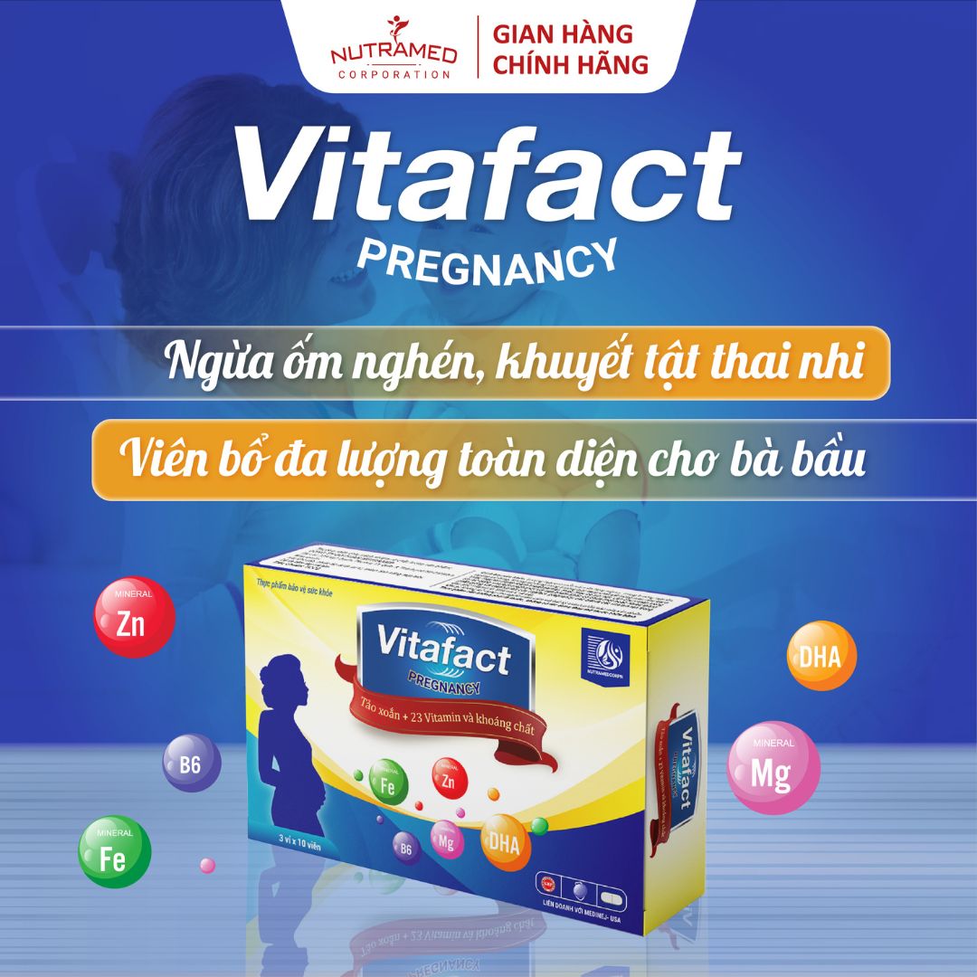 Viên uống Vitafact Pregnancy hỗ trợ bổ sung dưỡng chất và dự phòng dị tật cho thai nhi (30 viên) - Nutramed