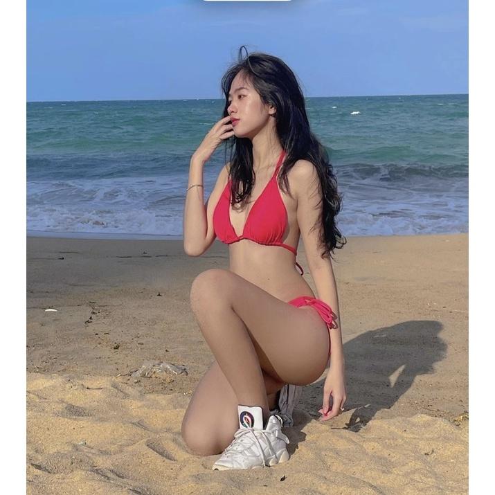 Bikini tam giác 2 mảnh màu đỏ sexy