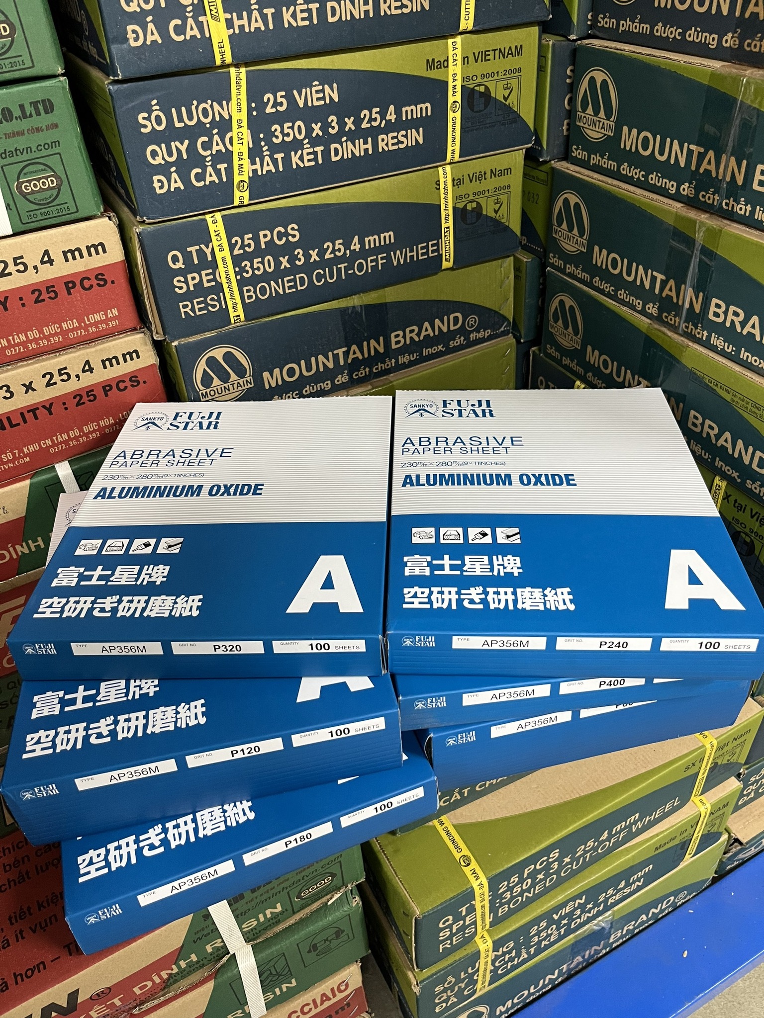 (1 Tờ) Giấy Nhám Khô FujiStar Màu Xanh Nhật Bản AA80-120-180-240-320-400 Loại Bỏ Hoàn Toàn Vết Xước Nhỏ, Lớp Sơn Cũ, Đánh Bóng Bề Mặt