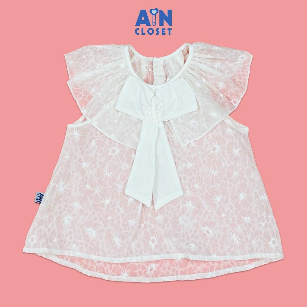 Áo Sơ mi Ngắn tay bé gái họa tiết Hoa Mai Trắng Cotton boi - AICDBGYVGJOC - AIN Closet