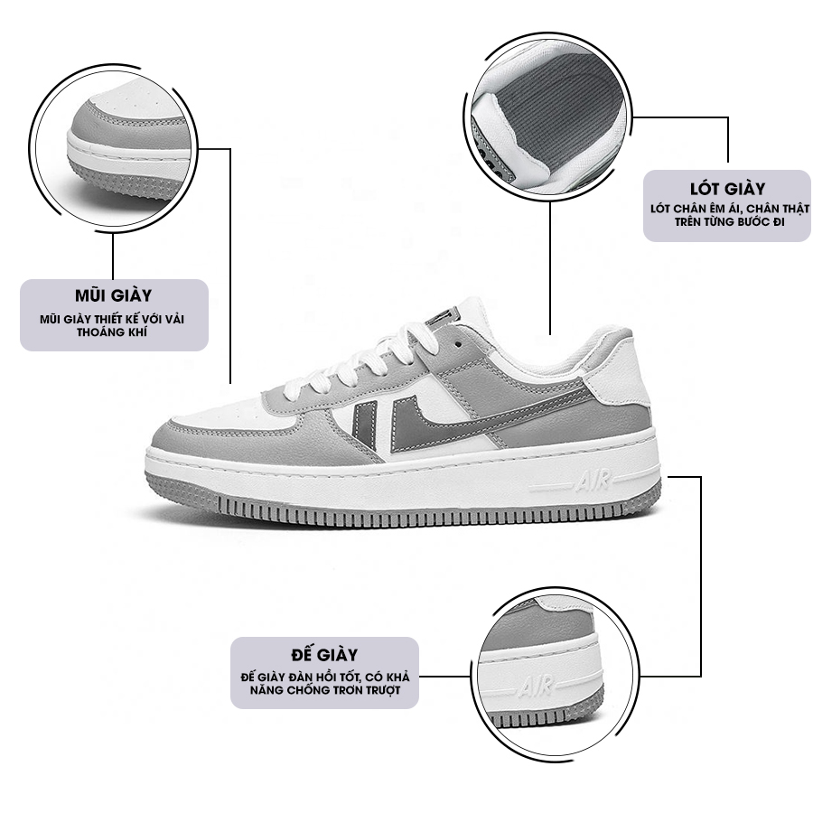 Giày Thể Thao Nam GEMI - Giày Sneaker Màu Xám - Xanh, Giày Thể Thao Đế Nhẹ, Vải Thoáng Khí - G5401