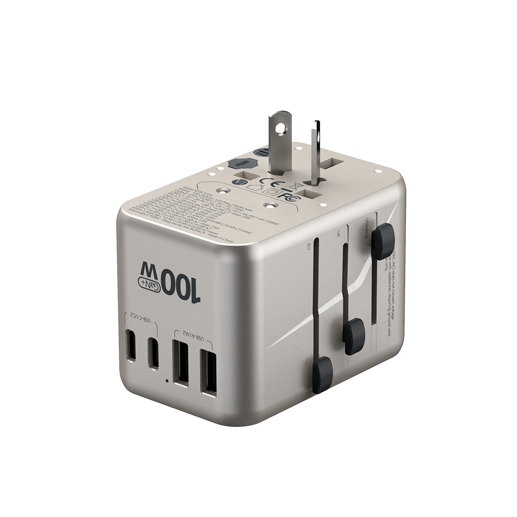 Củ sạc du lịch đa năng MicroPack 100W MTA-5100 Sạc 6 thiết bị cùng lúc - 3 cổng USB-C, 2 cổng USB-A, 1 đầu ra AC - Hàng chính hãng
