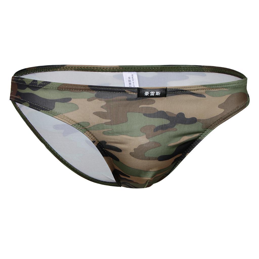 Men's Comfy Breathable Low Rise Elastic Camouflage Briefs Underwear Shorts