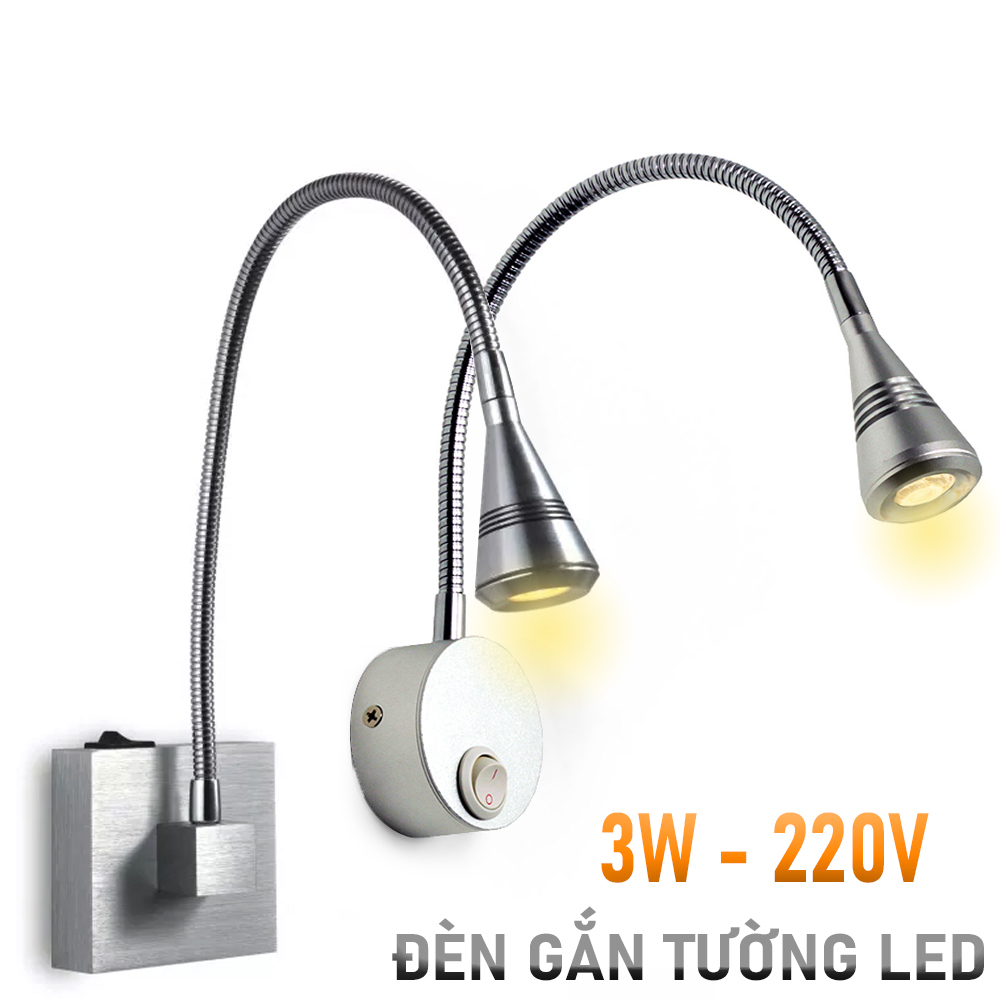 Đèn rọi Led gắn tường Kim loại 3W-220V, Đèn Đọc sách đầu giường, Đèn soi tranh trang trí phòng ngủ, phòng khách, nhà hàng, khách sạn