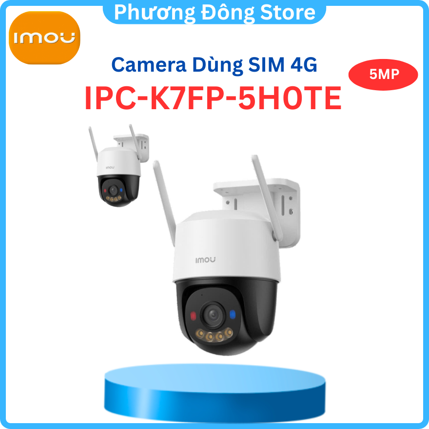 Camera Dùng Sim 4G IMOU PT Full Color IMOU Cruiser SC IPC-K7FP-5H0TE 5MP đàm thoại 2 chiều - Hàng chính hãng