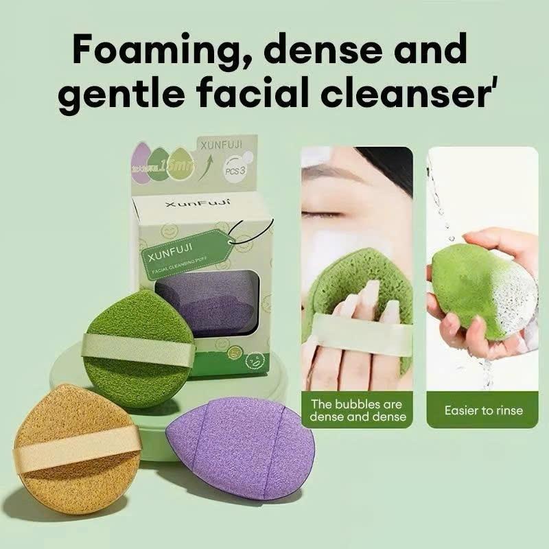 Combo 3 Bông Mút Rửa Mặt Thiết Kế Hình Giọt Nước Chất Liệu Ưa Nước Lưới Tổ Ong Hấp Thụ Nhanh
