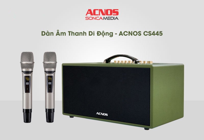 Dàn âm thanh di động ACNOS CS445 - Hệ thống 2 Loa full 6.5 inch, 2 loa treble - Công suất 450W - Kết nối bluetooth 5.0, Optical - Kết nối các thiết bị thông minh khác qua CloudKaraoke - Kèm 2 micro không dây UHF - Loa kéo du lịch  - Hàng chính hãng