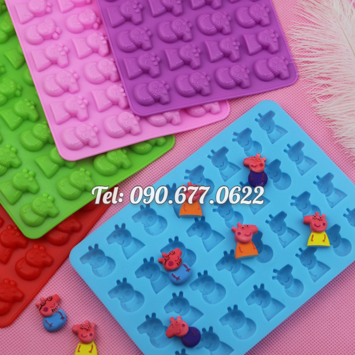 Khuôn silicone làm rau câu, kẹo dẻo, socola 32 heo con Peppa Cute - Mã số 1118