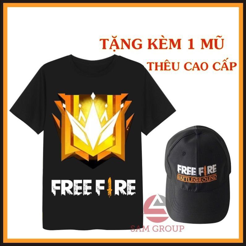 NEW- Combo áo thun tặng nón Free Fire Tặng 1 nón Free Frie khi mua 1 áo thun đen in hình Rank thách đấu - áo siêu ngầu