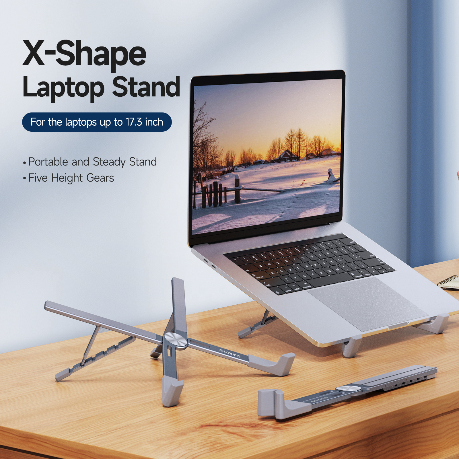 Giá Đỡ Dux Ducis X-Shape Folding cho Laptop, Macbook, iPad Nhôm Cao Cấp, Có Thể Điều Chỉnh Độ Cao, Tản Nhiệt_ Hàng chính hãng