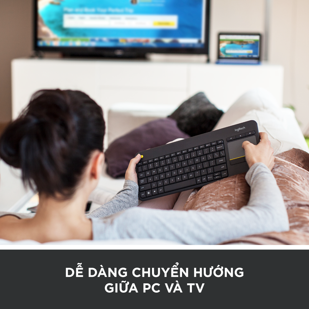 Hình ảnh Bàn Phím Không Dây Logitech K400 PLUS - Hàng Chính Hãng