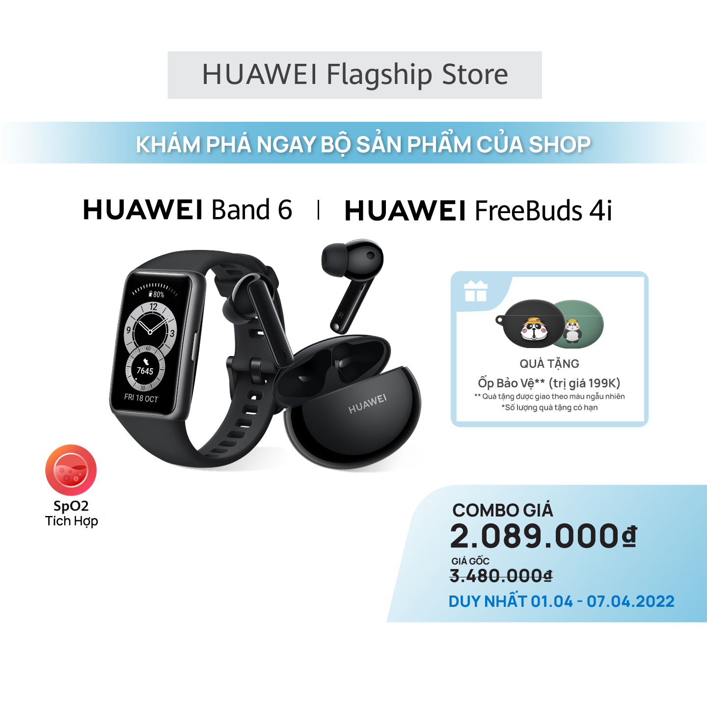 Bộ Sản Phẩm Huawei (Vòng Đeo Tay Thông Minh HUAWEI Band 6 + Tai Nghe Không Dây HUAWEI Freebuds 4i) | Hàng Chính Hãng