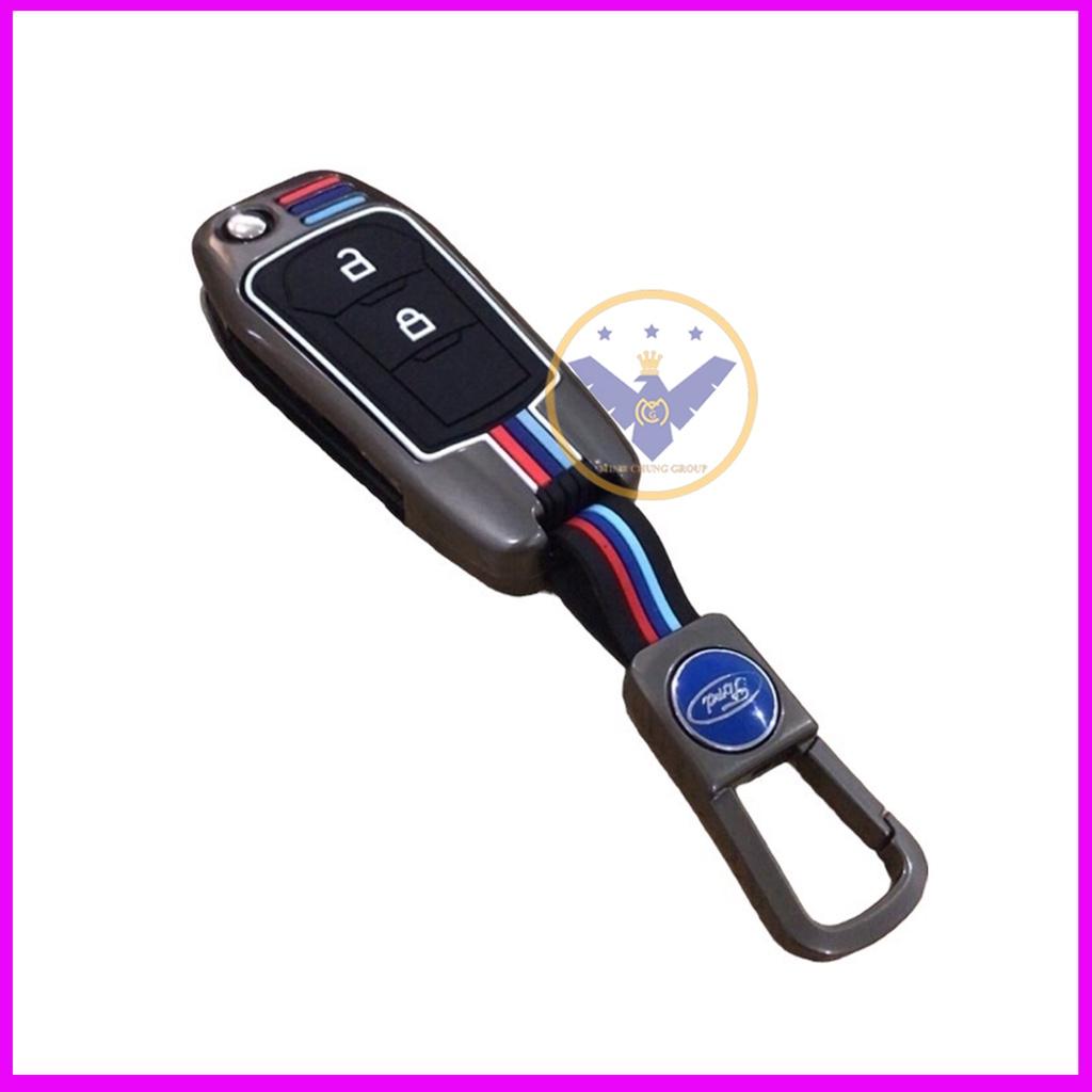 Ốp chìa khóa titan cao cấp cho xe Ford Ranger, XLS, XLT, Wildtrak - chìa thông minh Smartkey bản 2 nút