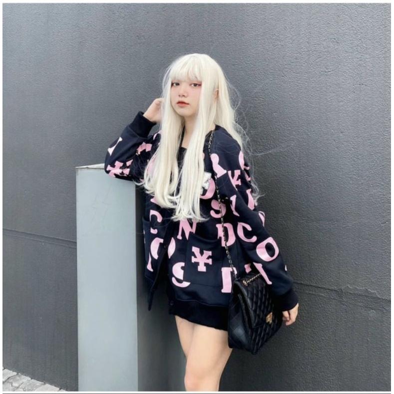 (video+Ảnh thật)Áo khoác cardigan unisex,Áo cardigan nữ chất nỉ cao cấp form rộng in chữ cái phối màu phong cách hàn