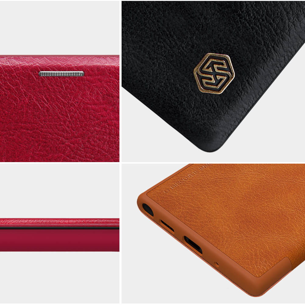 Bao da Leather cho Samsung Galaxy Note 10 Plus hiệu Nillkin có ngăn đựng thẻ, bề mặt da cao cấp mềm mịn - Hàng chính hãng
