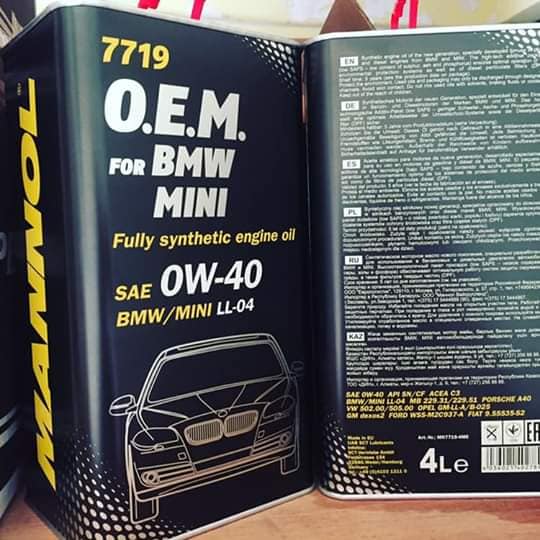 Nhớt MANNOL 7719 Chuyên Dùng Cho Xe BMW Mini SAE 0W-40 BMW/ MINI LL-04 – 4 Lít [Tổng Hợp Toàn Phần]