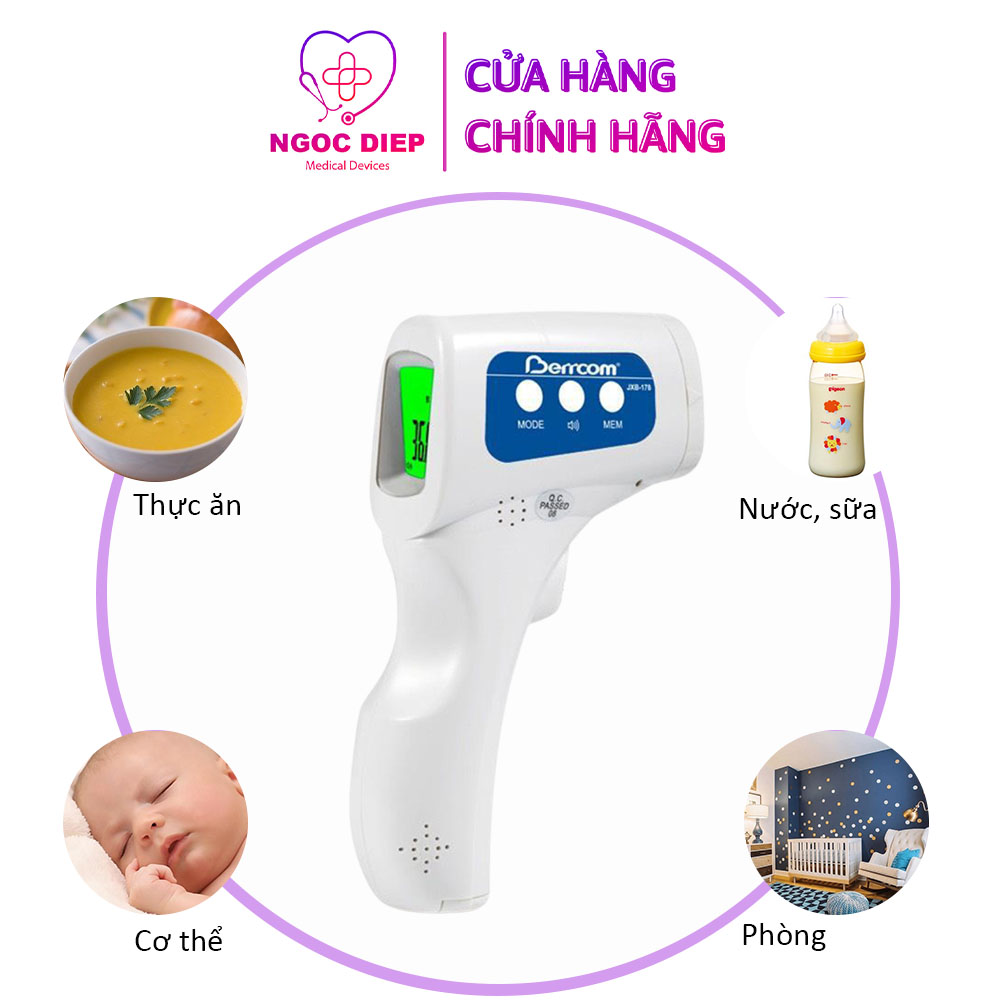 Nhiệt kế điện tử hồng ngoại BERRCOM JXB-178 - Máy đo thân nhiệt - Hàng chính hãng