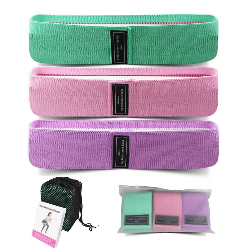 Dây kháng lực tập gym MiniBand bộ 3 dây kháng lực Sporty store tập mông, tập yoga - Combo3 Xanh Hồng Tím