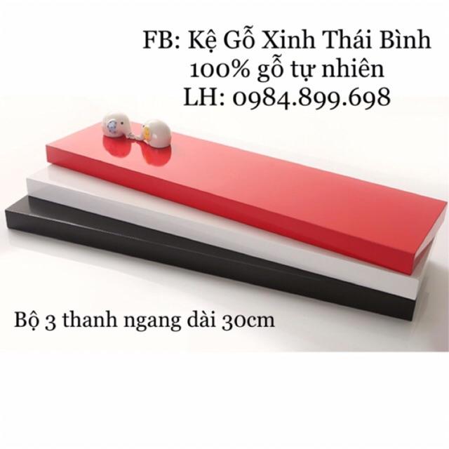 Bộ 3 kệ gỗ treo tường 3 thanh ngang Dài 30cm