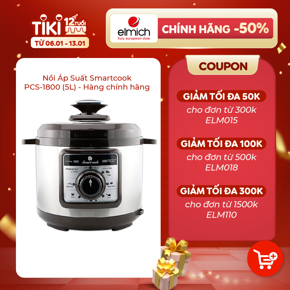 Nồi Áp Suất Smartcook PCS-1800 (5L) - Hàng chính hãng