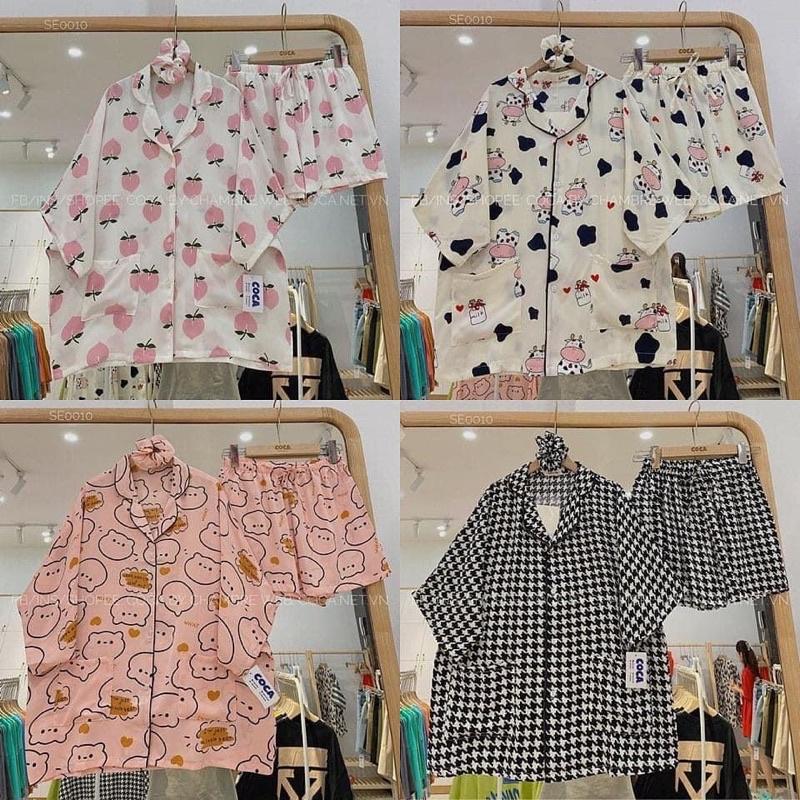 Bộ Pijama Ngắn Tay - Bộ Ngủ Ulzzang Cute Hot Trend 2021(Quần Đùi, Áo cộc) samsam4896