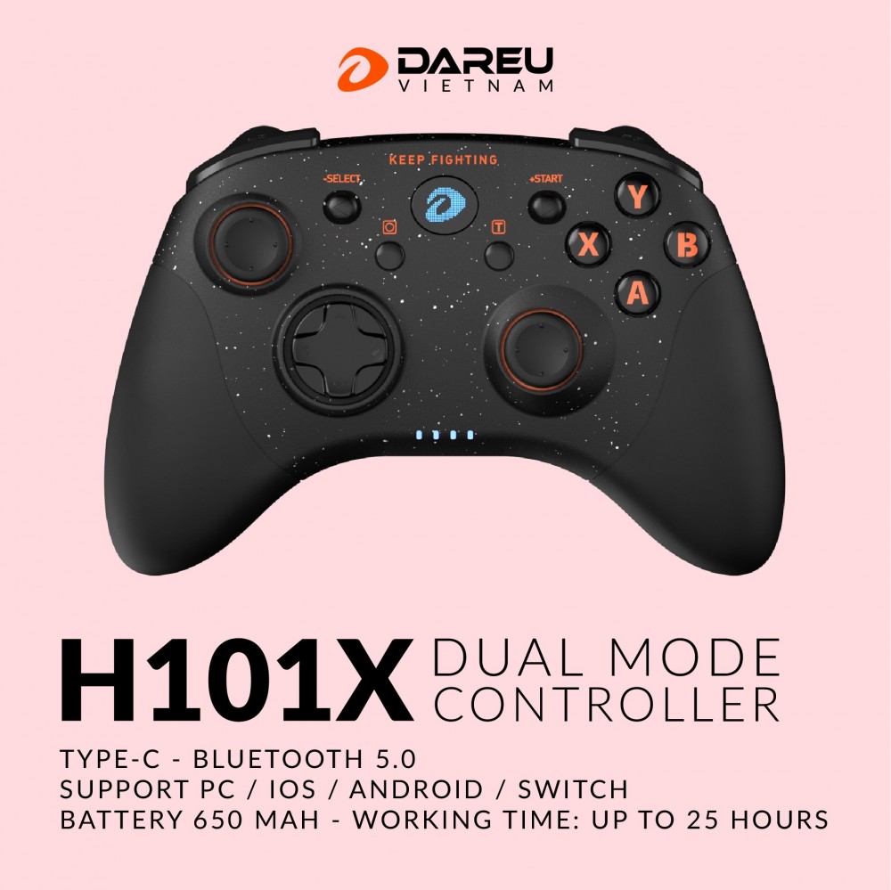 Tay cầm chơi game không dây DAREU H101X (Dual Mode: Type-C, Bluetooth) - Hàng chính hãng