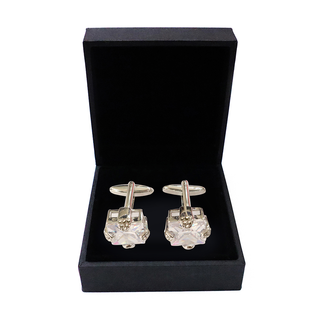 Khuy măng set, cufflinks măng set-Khuy măng set cài áo cho nam  màu trắng kim MSTK030