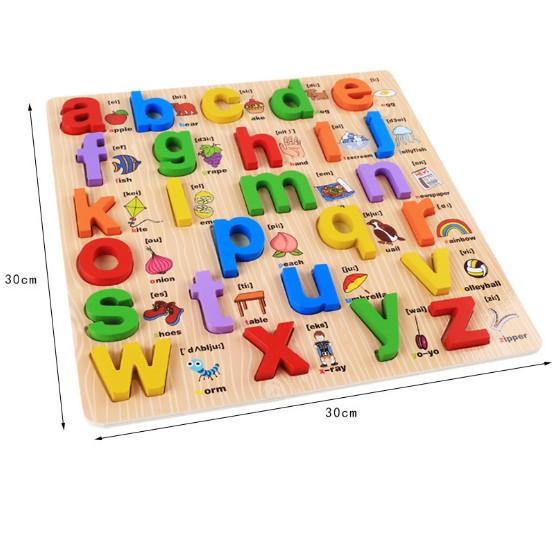 Đồ chơi bảng chữ cái nổi tiếng Anh 30x30Cm họa tiết minh họa phiên âm cho bé
