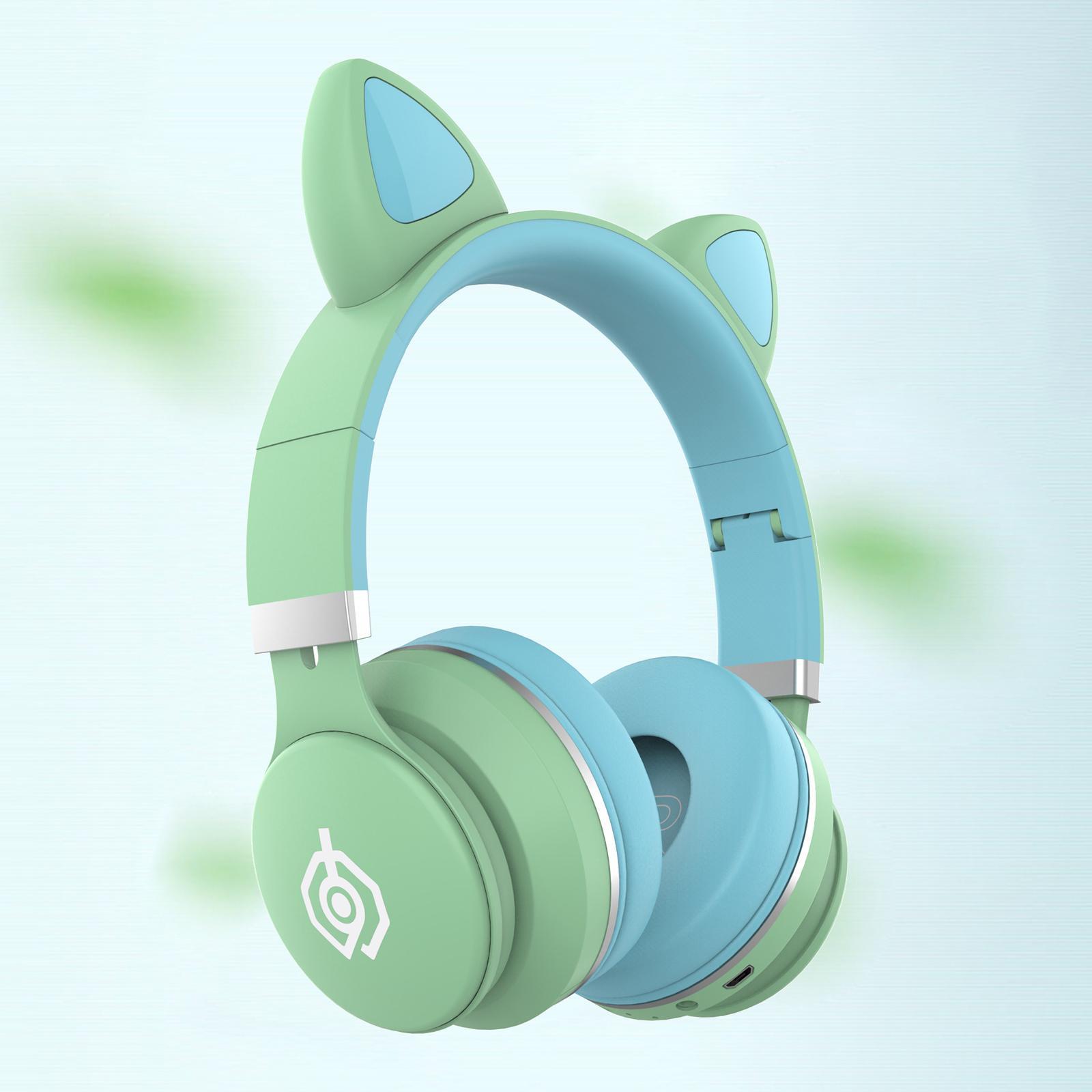 Universal Cat Ear Cartoon Bluetooth Headset Stereo Headphones Mic