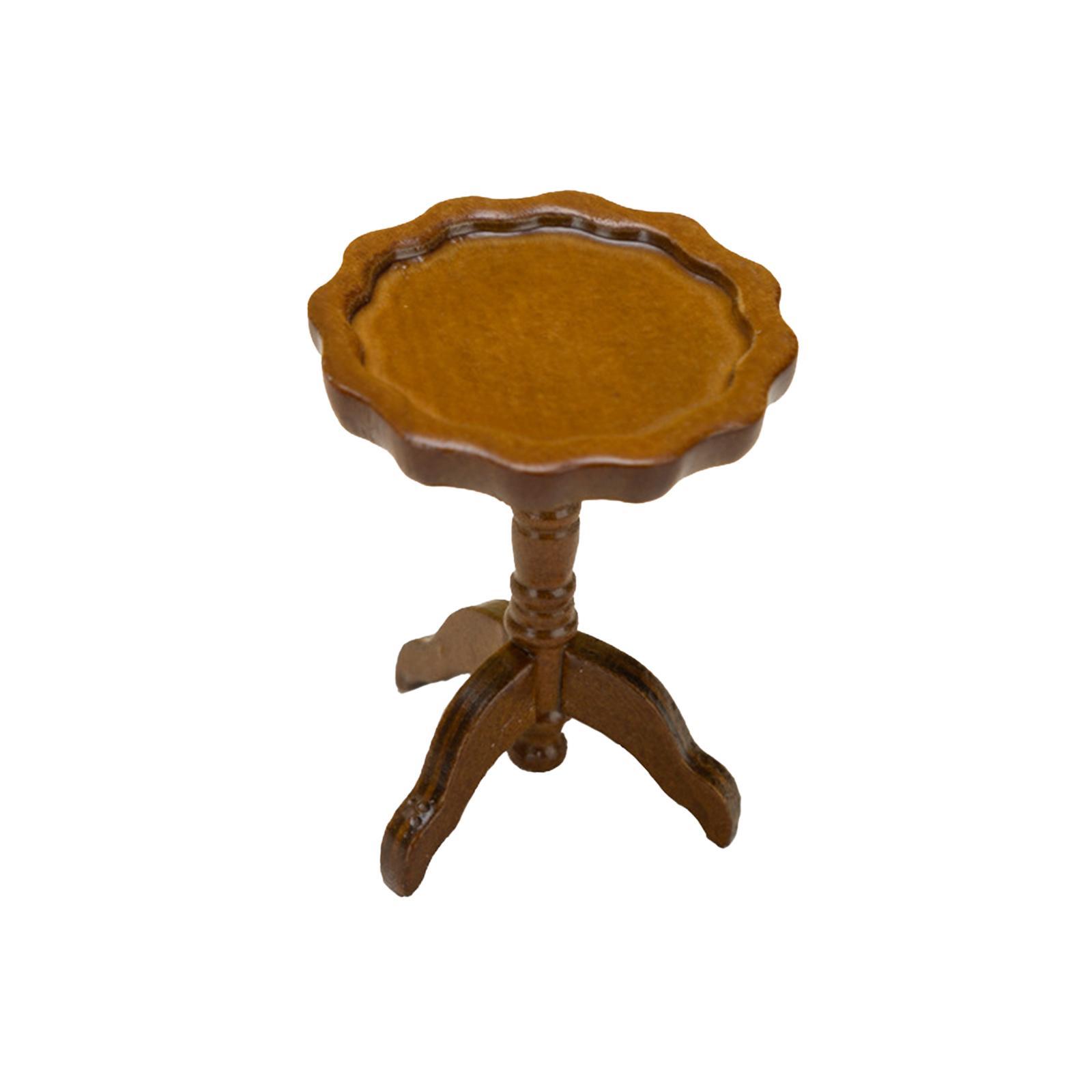 1:12 Scale Miniature Dollhouse Table Accessories Wooden Tea Table Model Crafts for Pretend Play Decor DIY Scene Children Toy Dolls House