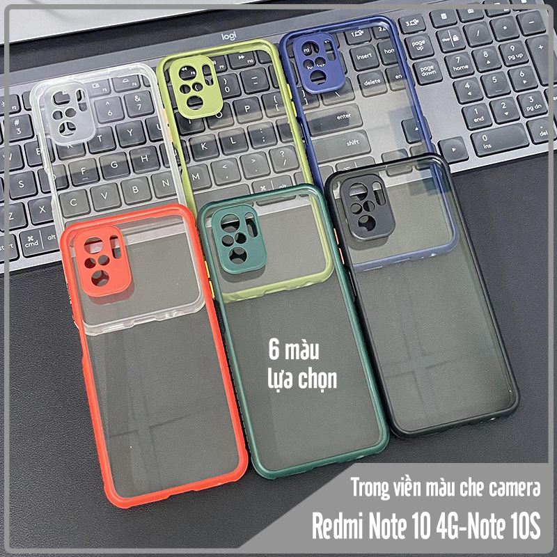 Ốp lưng cho Xiaomi Redmi Note 10S - Note 10 4G trong viền màu che camera 4 Góc chống sốc