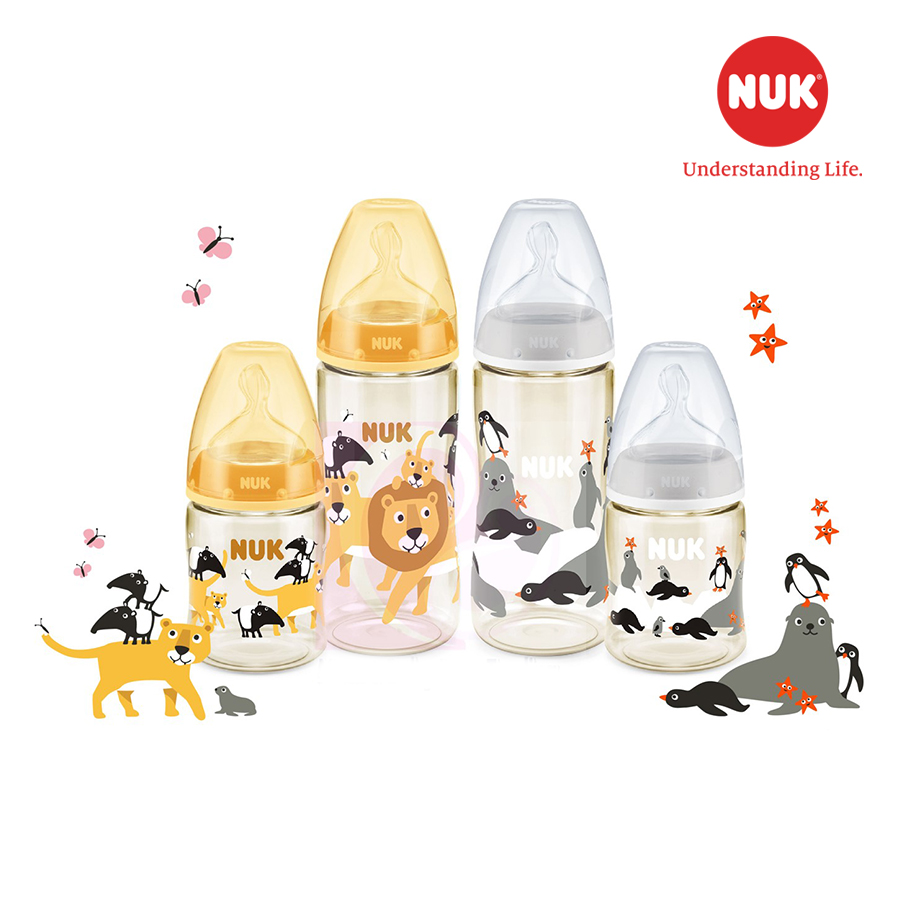 BÌNH SỮA NUK PREMIUM CHOICE+ NHỰA PPSU 300ML NÚM TI S1-M (ANIMALS) ( Màu ngẫu nhiên )