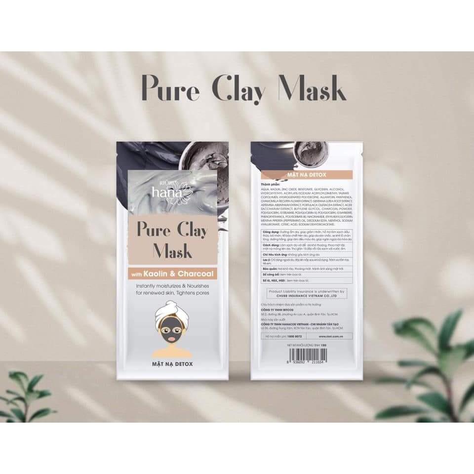 Mặt Nạ Đất Sét Detox Thải Độc Da RIORI Pure Clay Mask Thải độc cho da, hút dầu thừa, ngăn ngừa mụn