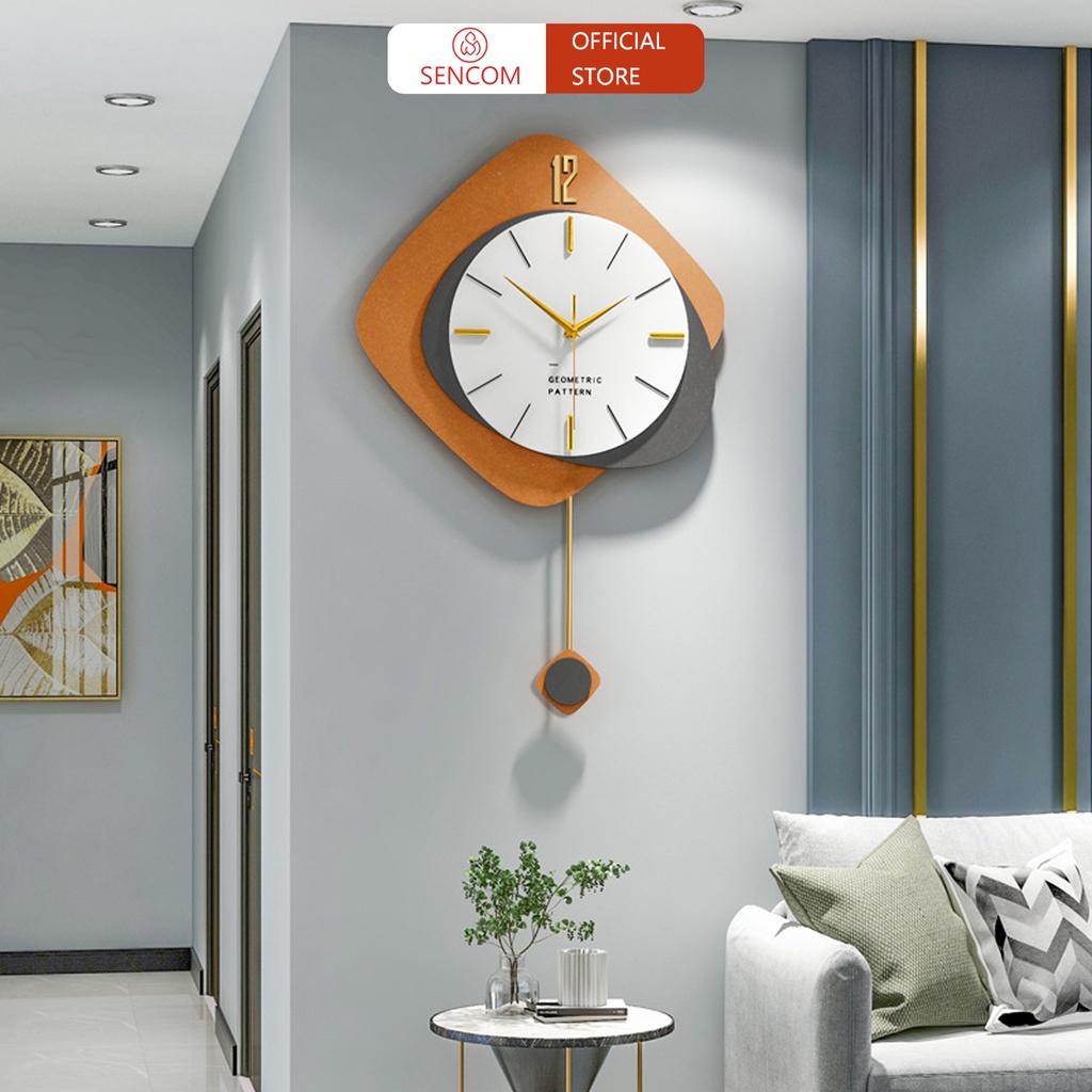 Đồng hồ treo tường phòng khách độc đáo SENCOM, đồng hồ trang trí decor phong cách Bắc Âu - JT21113G-38
