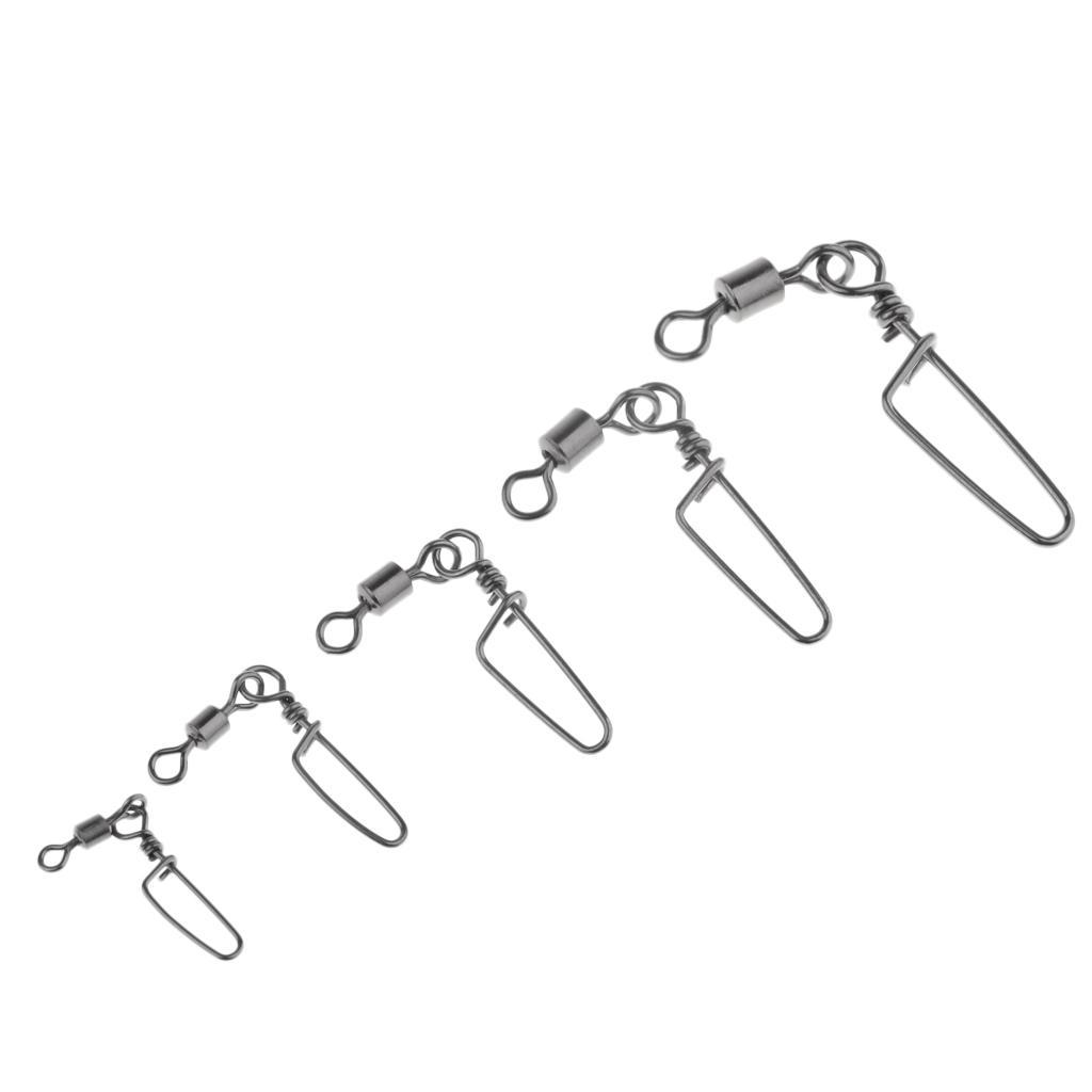150Pcs Fishing Rolling Swivels With Coast Lock Snaps Line Hook Connectors