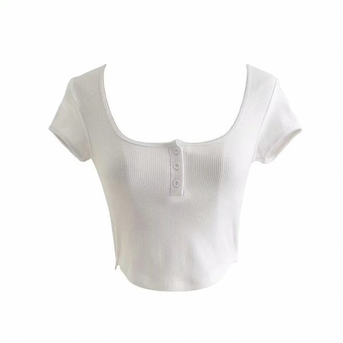 Áo croptop cổ vuông ren
