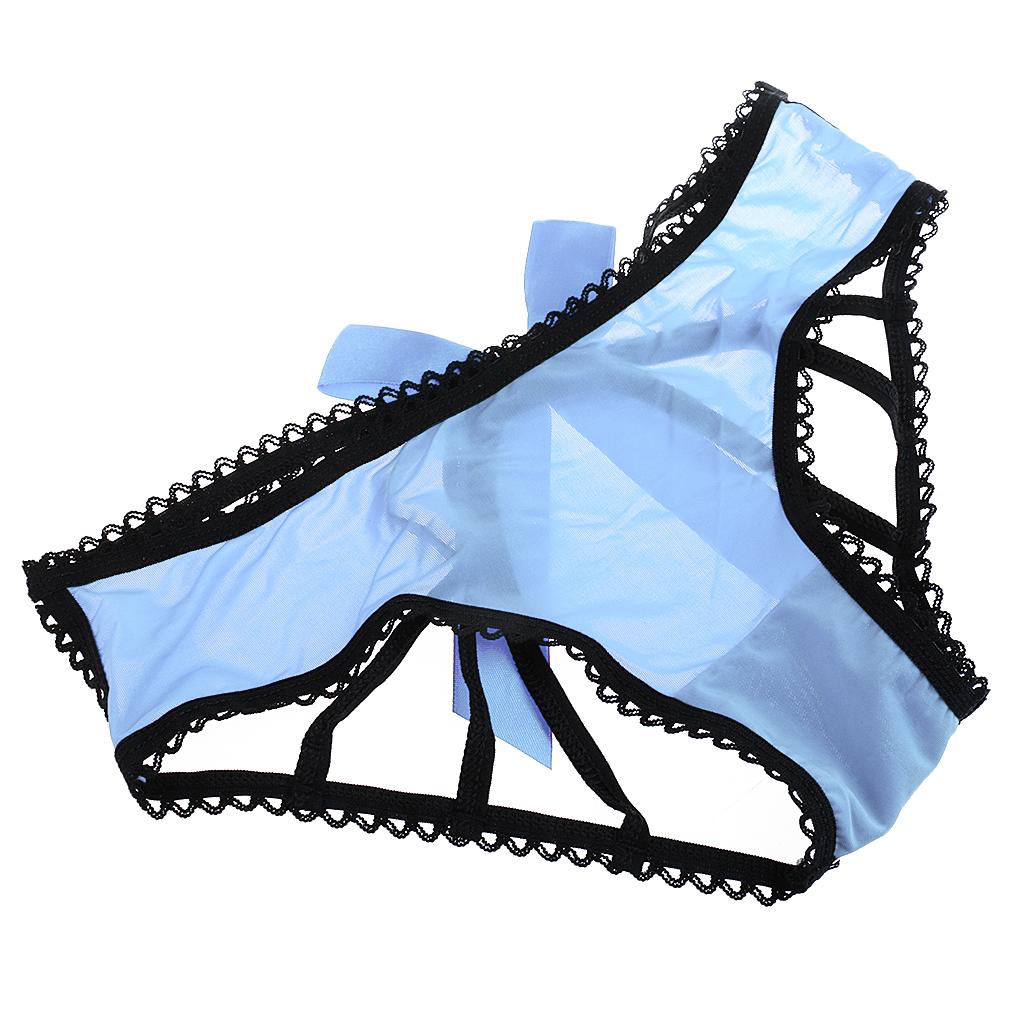 Women Thongs G-string Panties T-Back Open Knickers Lingerie Underwear - Blue Pink Red Purple Brown