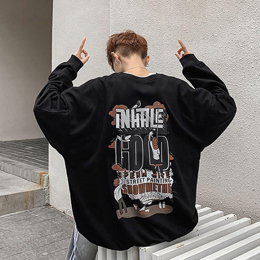 Áo dài tay NỈ BÔNG Unisex MonsterX HXLE Basic Sweater Ulzzang cặp đôi nam nữ form rộng oversize Hàn Quốc