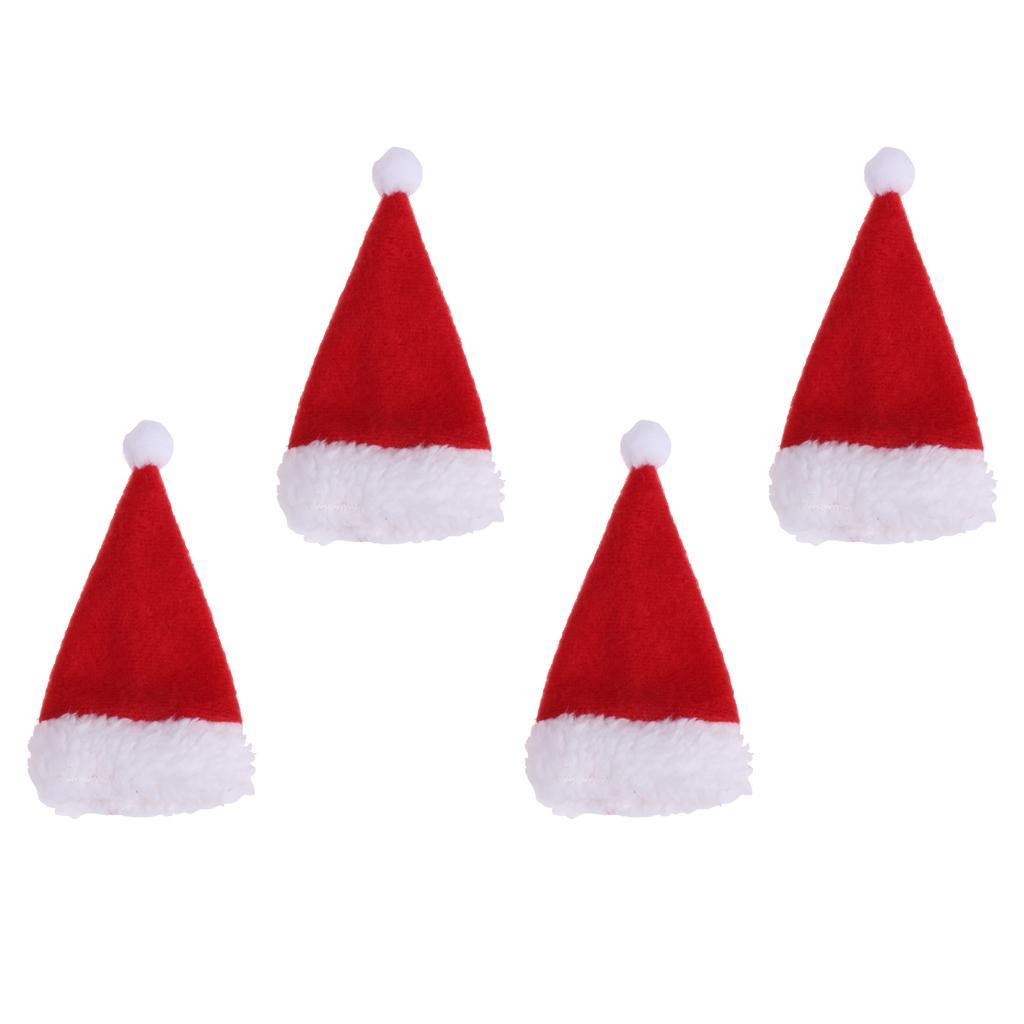 3x Red Non-woven Christmas Decorate for Red Wine Bottle Sets Christmas Hats