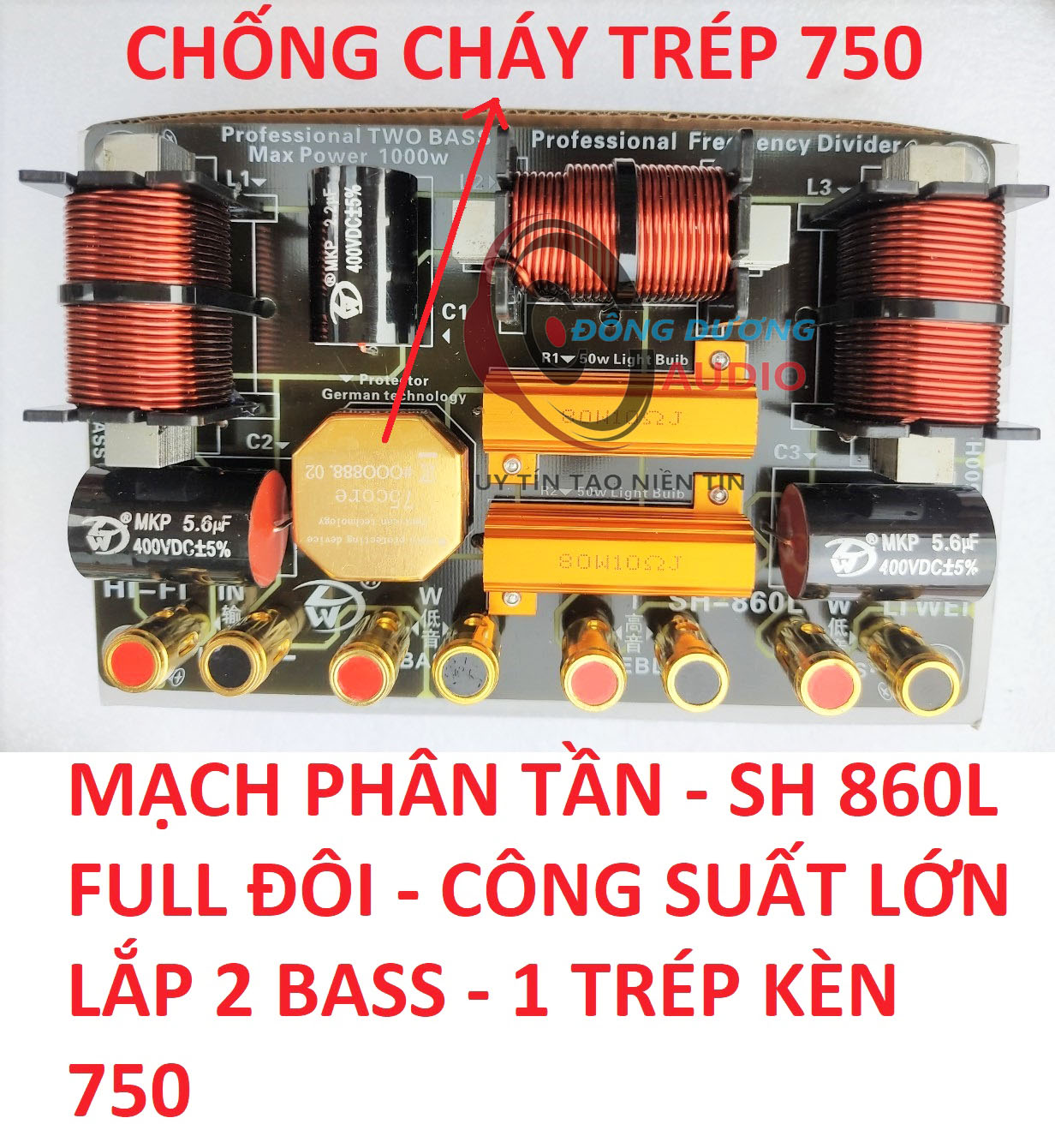 MẠCH PHÂN TẦN FULL ĐÔI SH-860L - 2 BASS + 1 TRÉP - CÓ BẢO VỆ TRÉP 750 - PHÂN TẦN CHỐNG CHÁY TREBLE - HÀNG NHẬP KHẨU