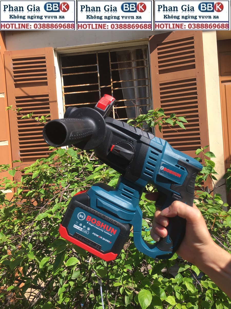 Máy Khoan Bê Tông 21V Dùng Pin BOSHUN 15 Cell Loại Cao Cấp - Khoan Đục Bê Tông Đa Năng - Bảo Hành 12 Tháng