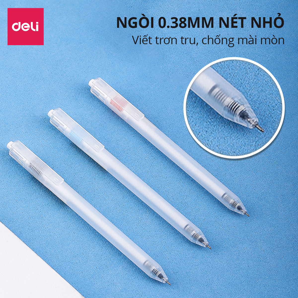 Bút Gel Bấm Bút Bi Nước Mực Màu Đen Deli Phù Hợp Viết Sổ Calligraphy Ngòi 0.38mm Dành Cho Văn Phòng Học Sinh