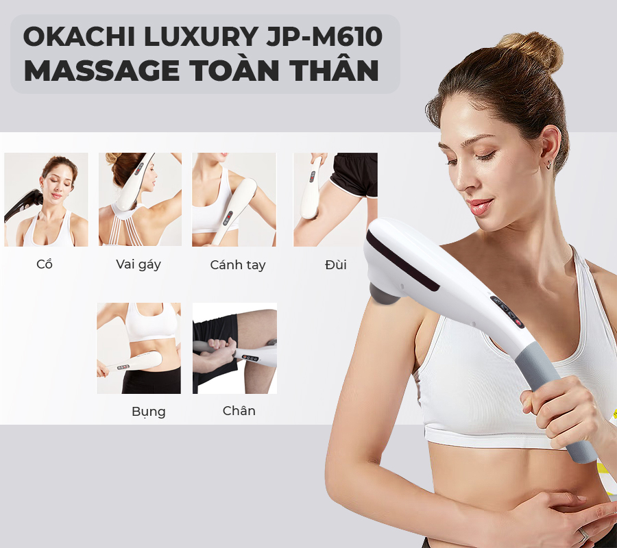 Máy massage cầm tay hồng ngoại OKACHI LUXURY JP-M610 (Trắng)