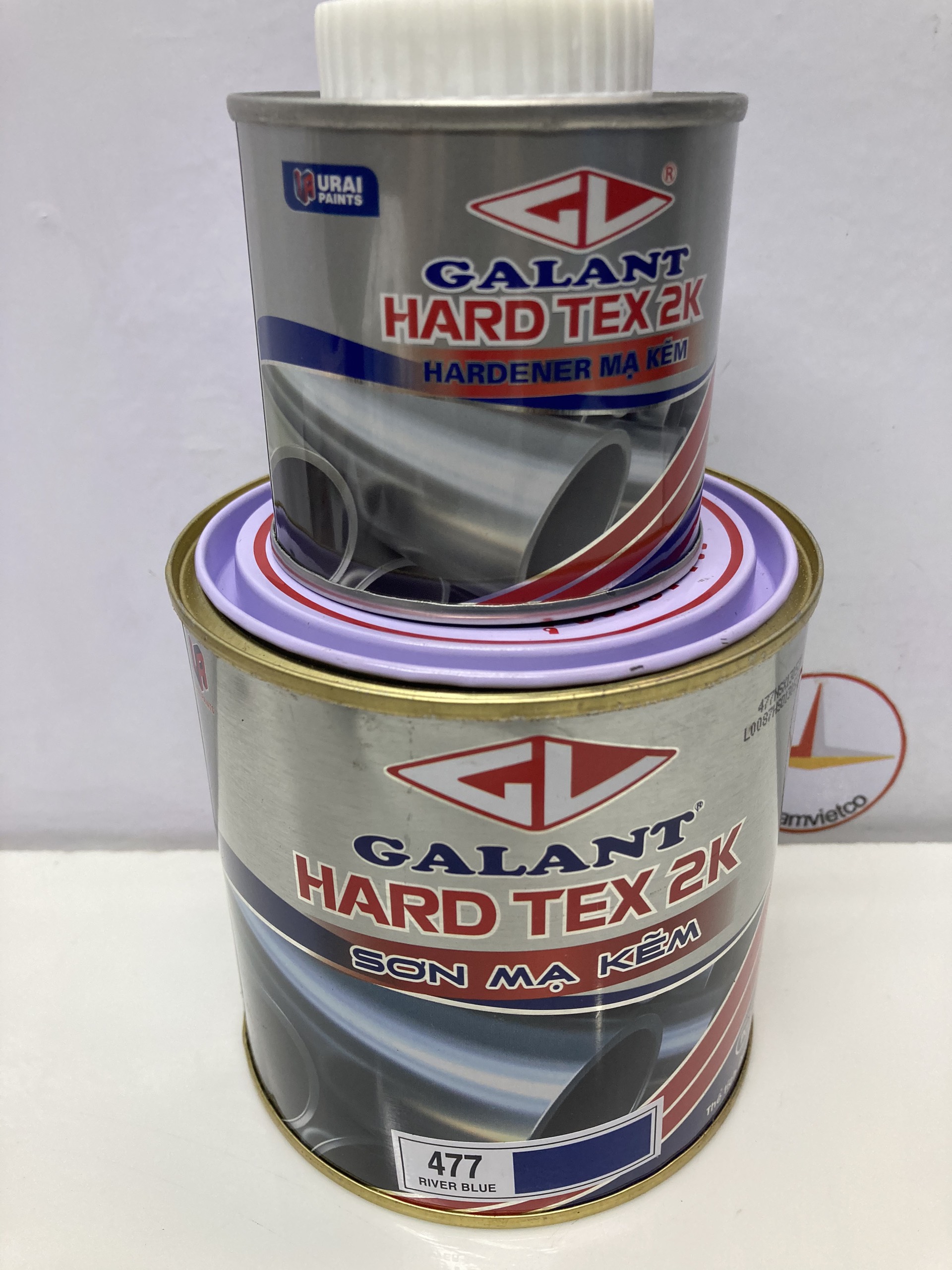 Sơn sắt mạ kẽm không cần lót Galant Hard Tex 2K River Blue 477 1L/bộ